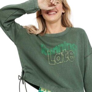 OFFLINE By Aerie Weekend casual Side Tie Sweatshirt L Green‎